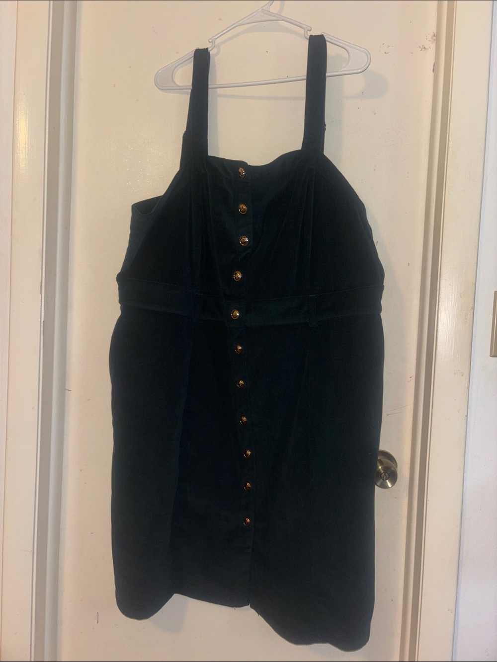 Cider Black Button-Front Midi Dress with Gold Buttons